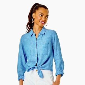 Lilly Pulitzer Sea View Linen Blouse